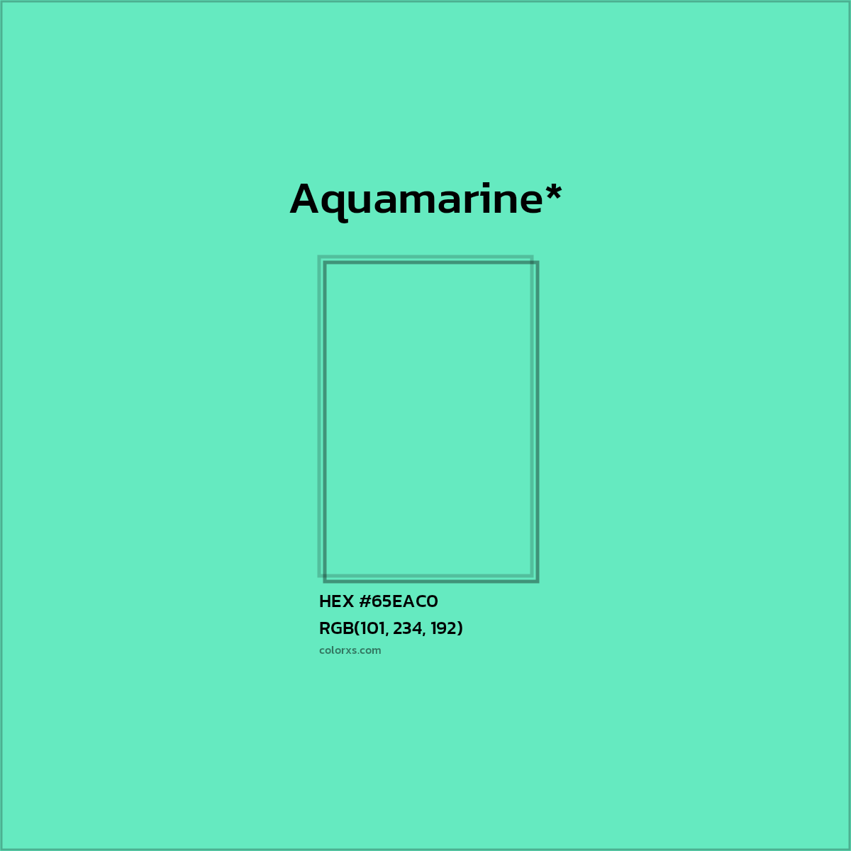 #65EAC0 hex color. RGB, RYB, CMYK, HSL, HSV codes and color conversions. Matching color names, palettes, paints.