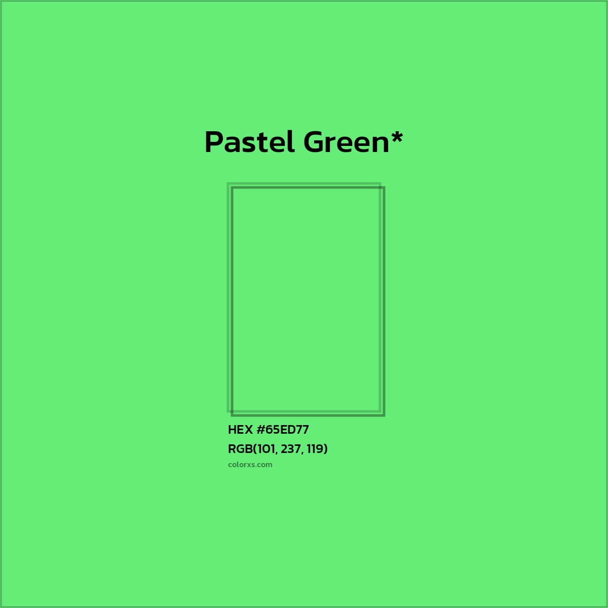 #65ED77 hex color. RGB, RYB, CMYK, HSL, HSV codes and color conversions. Matching color names, palettes, paints.