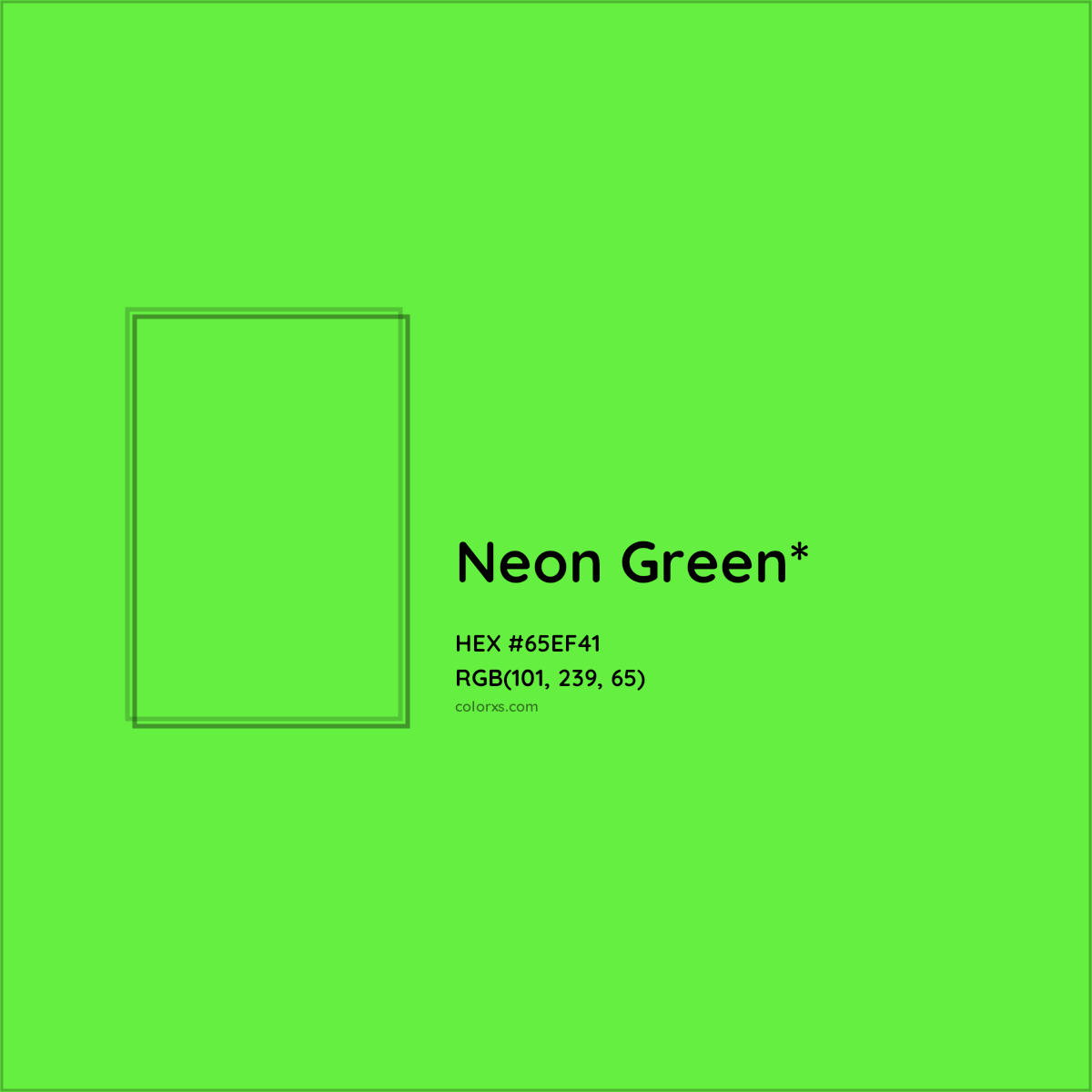 #65EF41 hex color. RGB, RYB, CMYK, HSL, HSV codes and color conversions. Matching color names, palettes, paints.