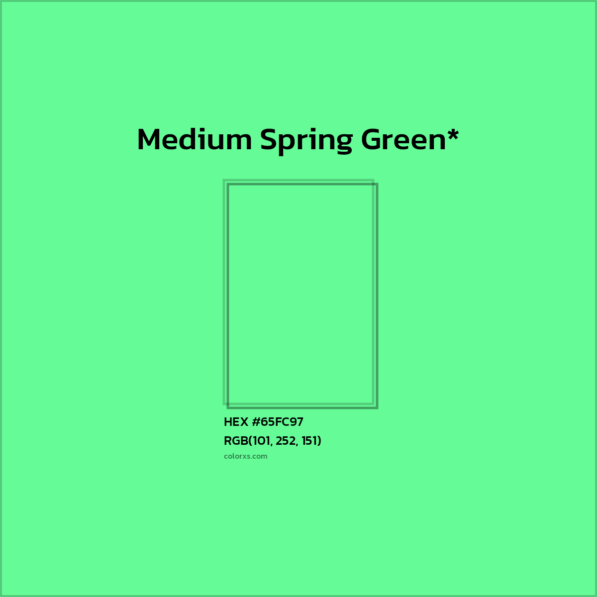 #65FC97 hex color. RGB, RYB, CMYK, HSL, HSV codes and color conversions. Matching color names, palettes, paints.