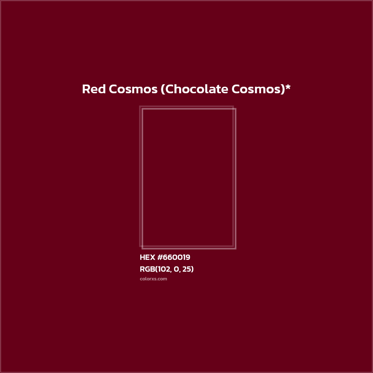 #660019 hex color. RGB, RYB, CMYK, HSL, HSV codes and color conversions. Matching color names, palettes, paints.