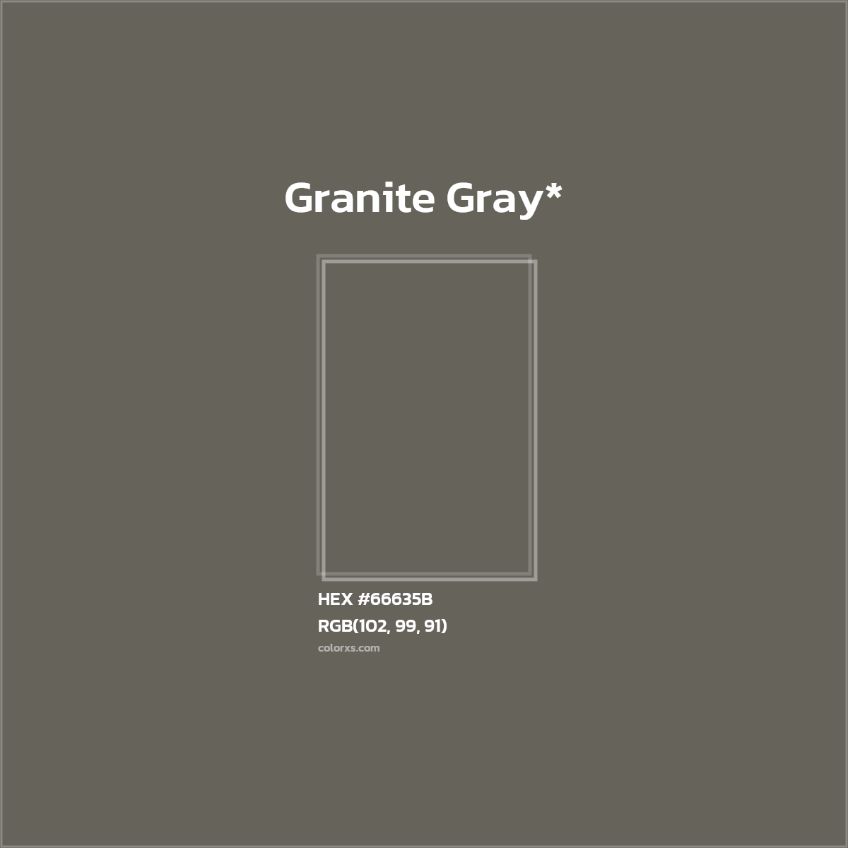 #66635B hex color. RGB, RYB, CMYK, HSL, HSV codes and color conversions. Matching color names, palettes, paints.