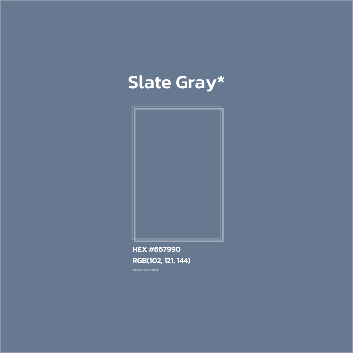 #667990 hex color. RGB, RYB, CMYK, HSL, HSV codes and color conversions. Matching color names, palettes, paints.