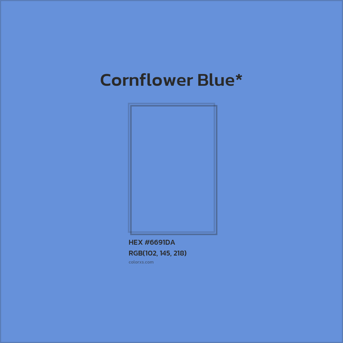 #6691DA hex color. RGB, RYB, CMYK, HSL, HSV codes and color conversions. Matching color names, palettes, paints.