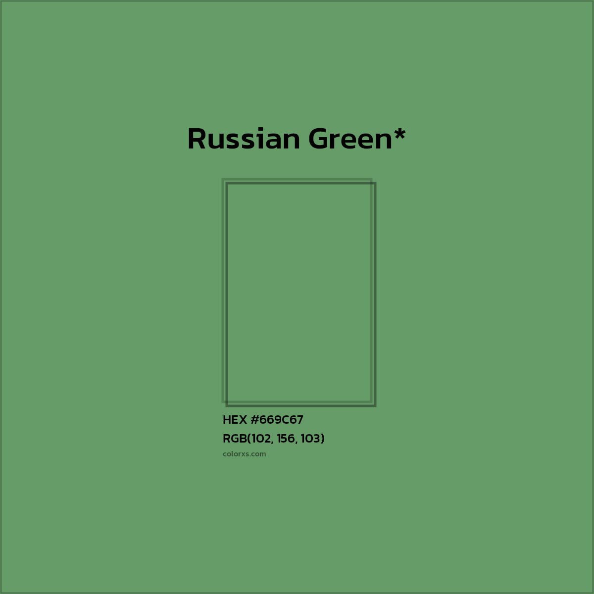 #669C67 hex color. RGB, RYB, CMYK, HSL, HSV codes and color conversions. Matching color names, palettes, paints.