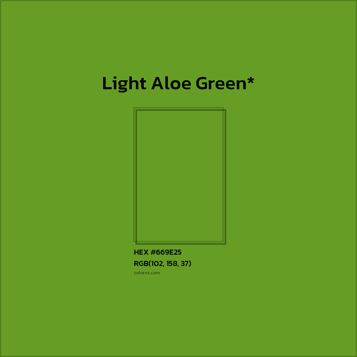 #669E25 hex color. RGB, RYB, CMYK, HSL, HSV codes and color conversions. Matching color names, palettes, paints.