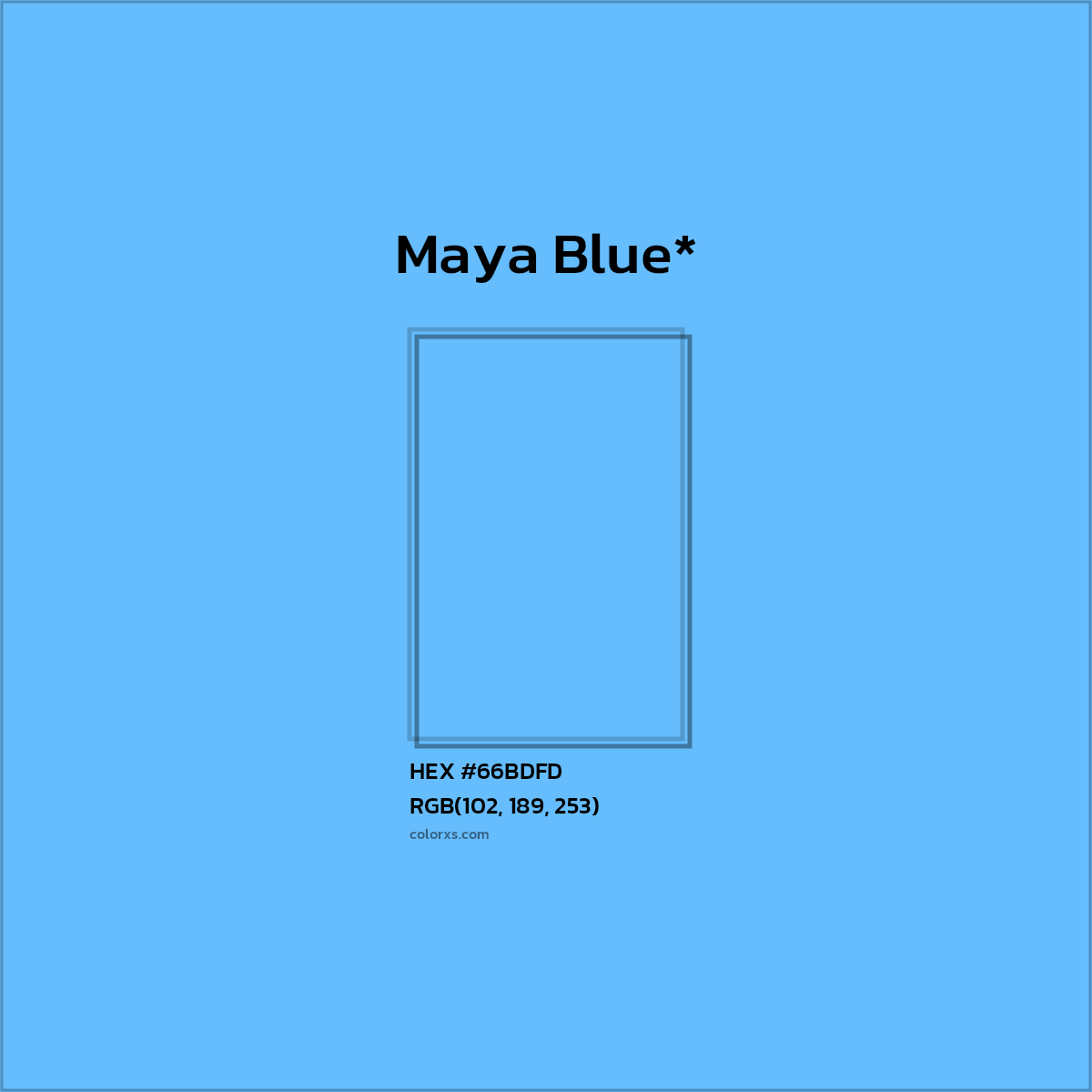 #66BDFD hex color. RGB, RYB, CMYK, HSL, HSV codes and color conversions. Matching color names, palettes, paints.