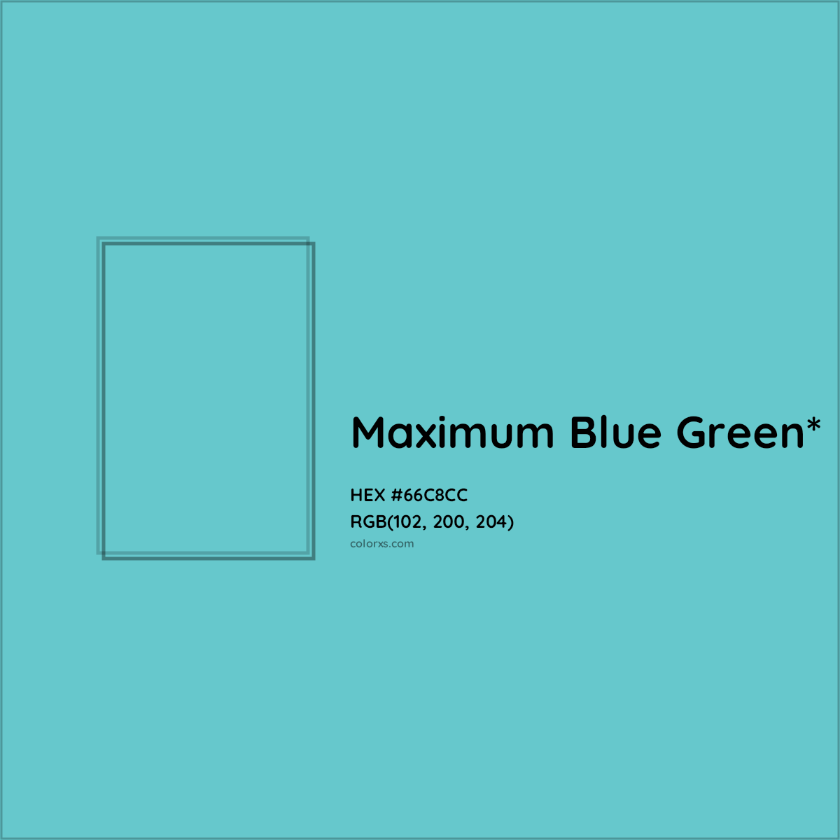 #66C8CC hex color. RGB, RYB, CMYK, HSL, HSV codes and color conversions. Matching color names, palettes, paints.