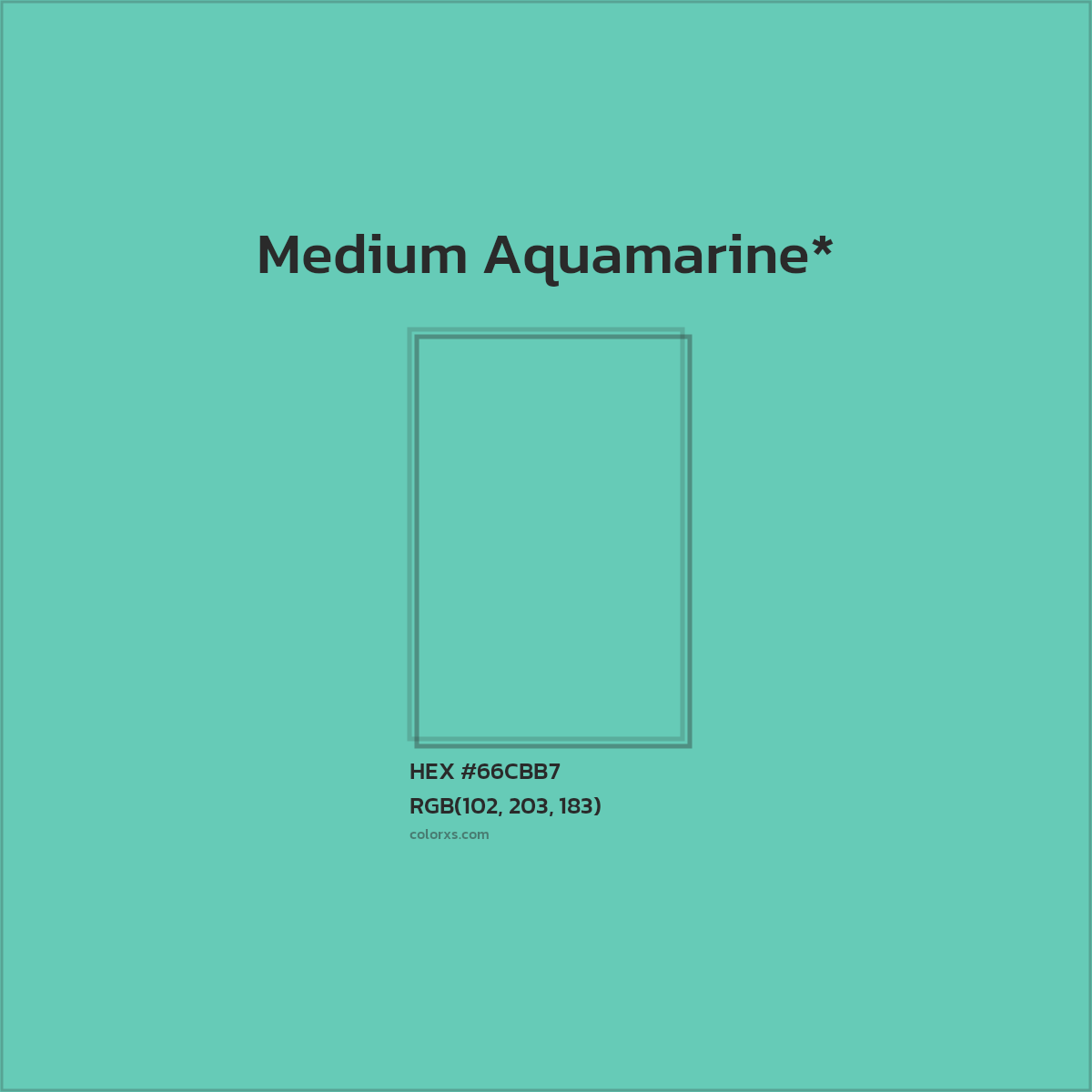 #66CBB7 hex color. RGB, RYB, CMYK, HSL, HSV codes and color conversions. Matching color names, palettes, paints.