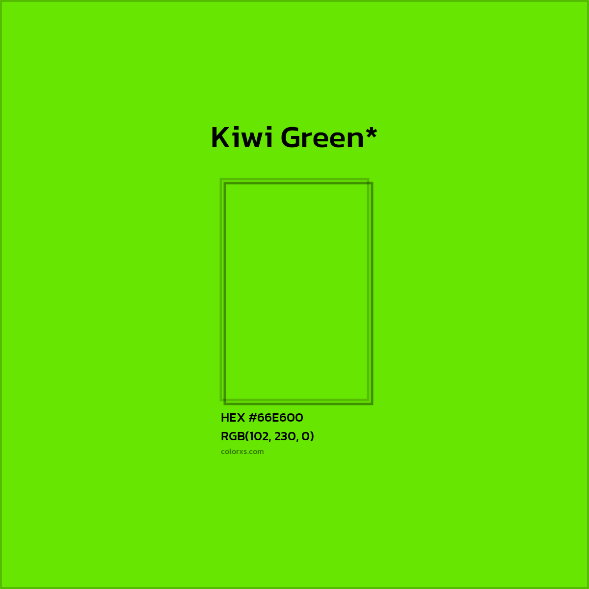 #66E600 hex color. RGB, RYB, CMYK, HSL, HSV codes and color conversions. Matching color names, palettes, paints.
