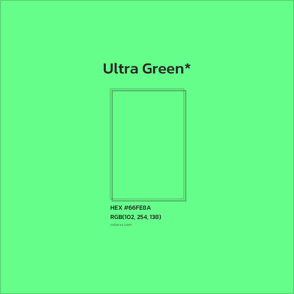 #66FE8A hex color. RGB, RYB, CMYK, HSL, HSV codes and color conversions. Matching color names, palettes, paints.