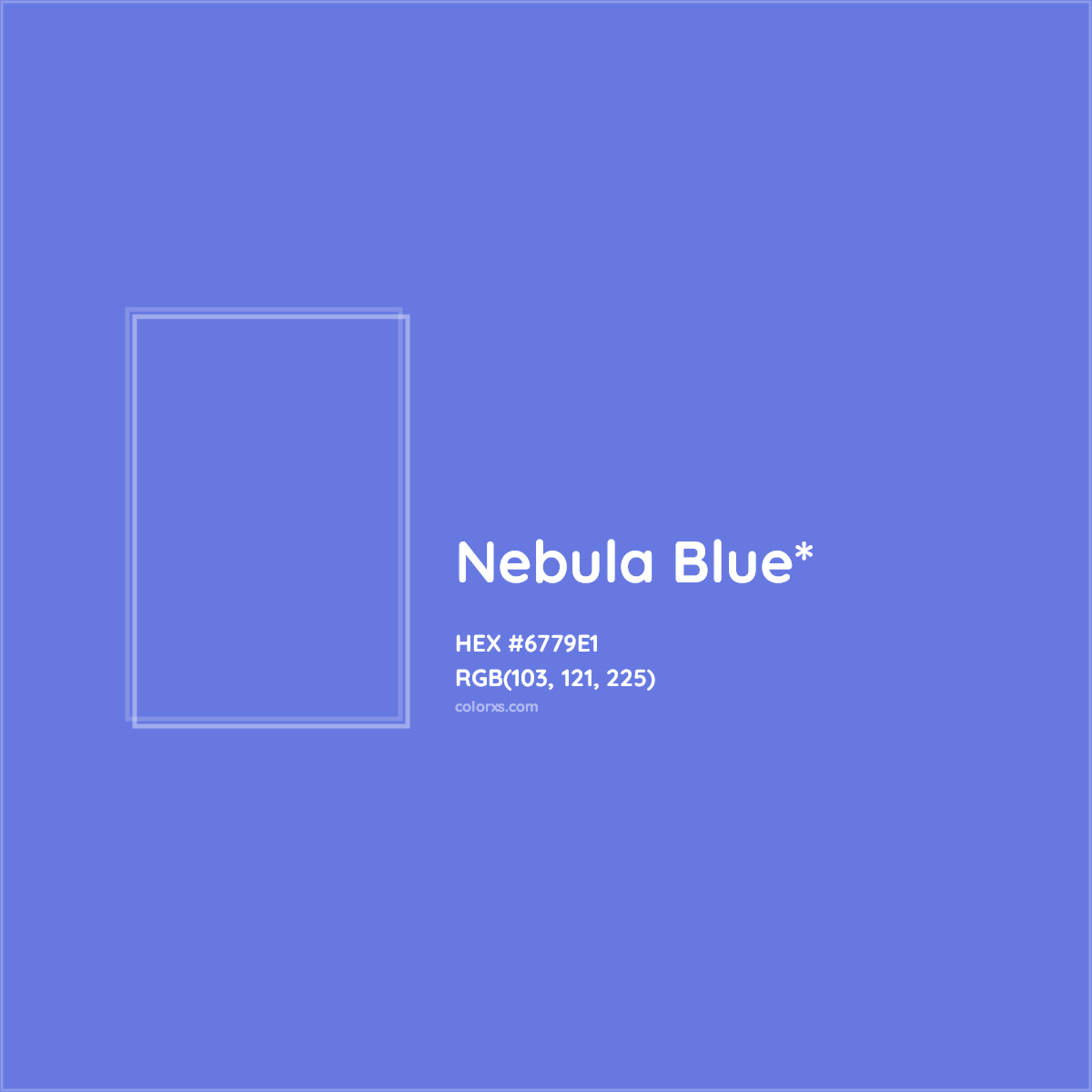 #6779E1 hex color. RGB, RYB, CMYK, HSL, HSV codes and color conversions. Matching color names, palettes, paints.