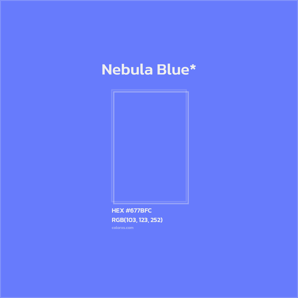 #677BFC hex color. RGB, RYB, CMYK, HSL, HSV codes and color conversions. Matching color names, palettes, paints.