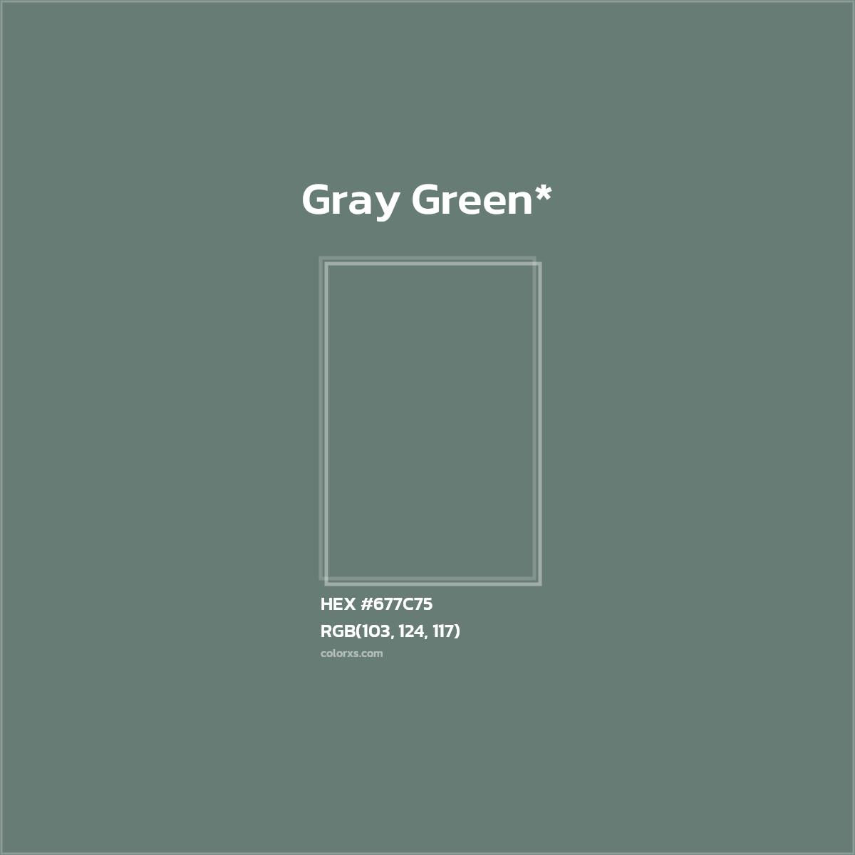 #677C75 hex color. RGB, RYB, CMYK, HSL, HSV codes and color conversions. Matching color names, palettes, paints.