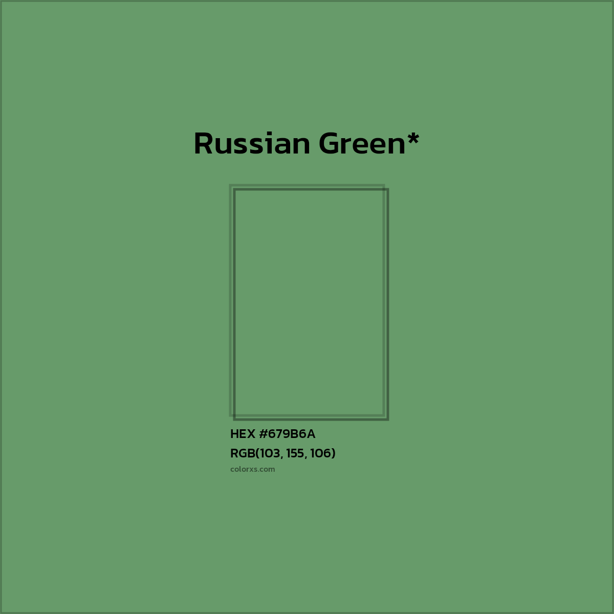 #679B6A hex color. RGB, RYB, CMYK, HSL, HSV codes and color conversions. Matching color names, palettes, paints.