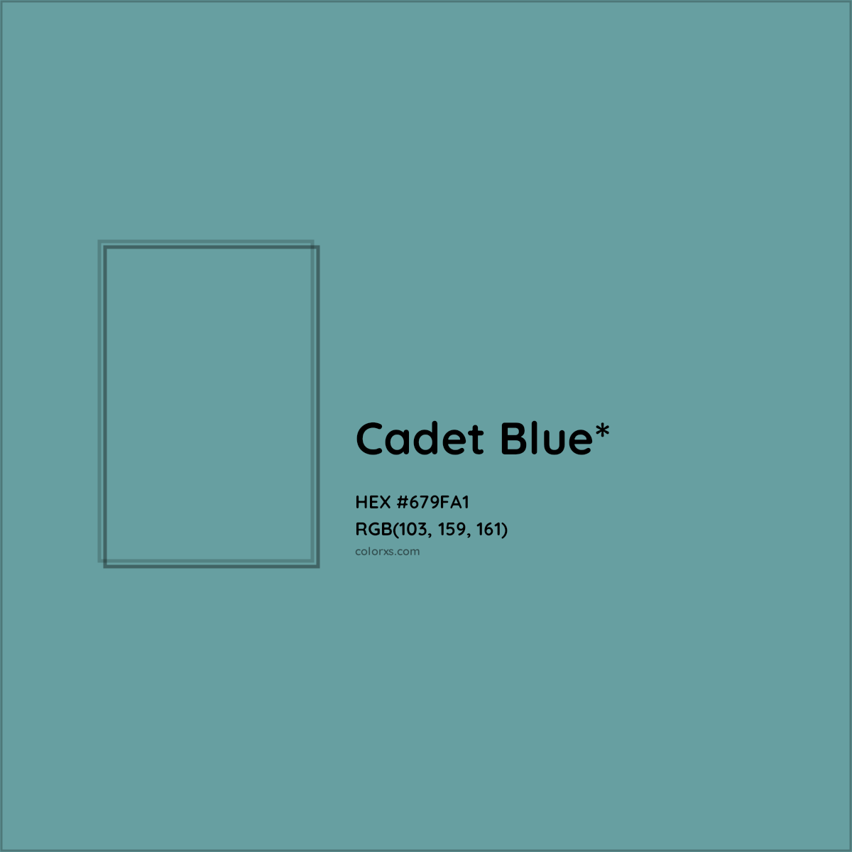 #679FA1 hex color. RGB, RYB, CMYK, HSL, HSV codes and color conversions. Matching color names, palettes, paints.
