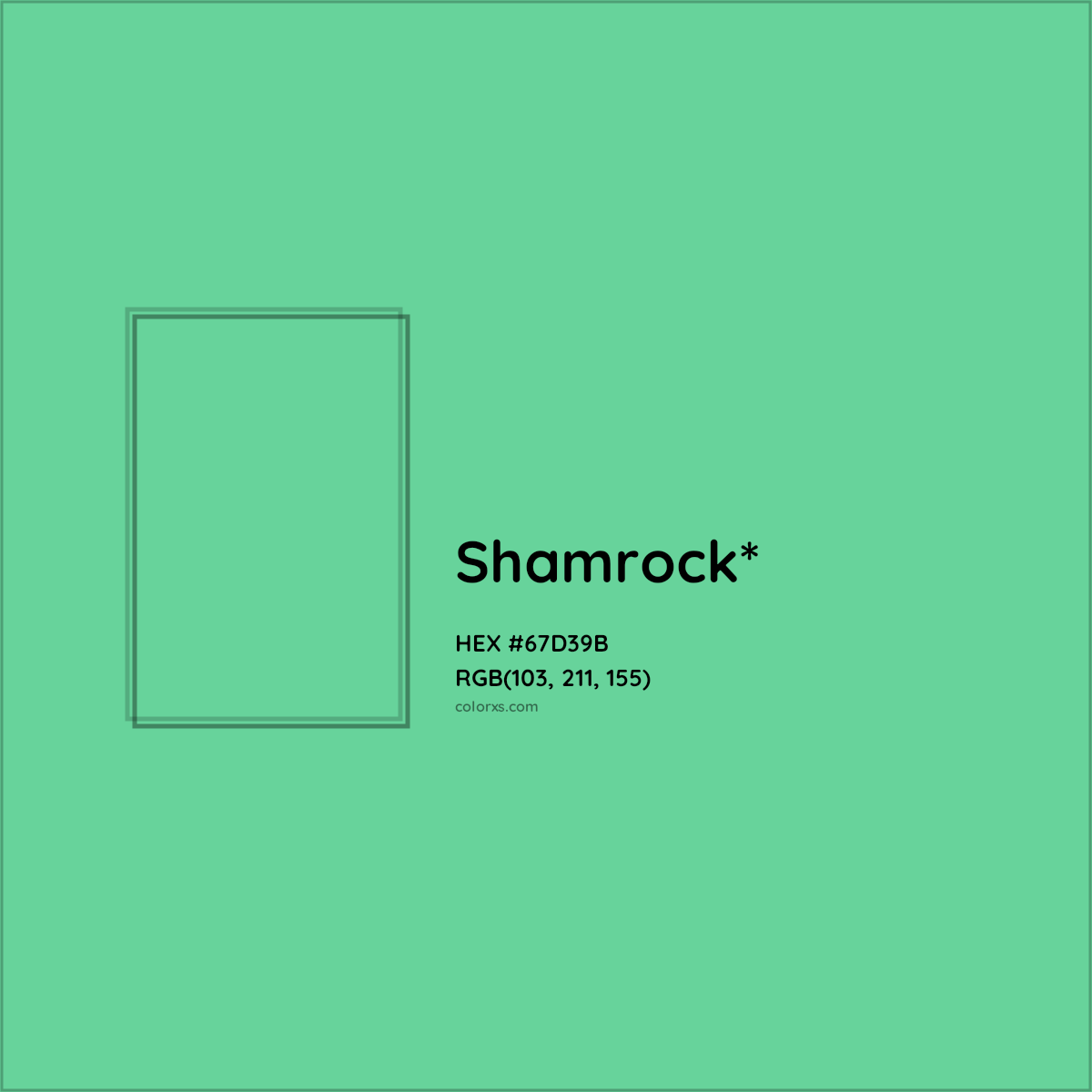 #67D39B hex color. RGB, RYB, CMYK, HSL, HSV codes and color conversions. Matching color names, palettes, paints.