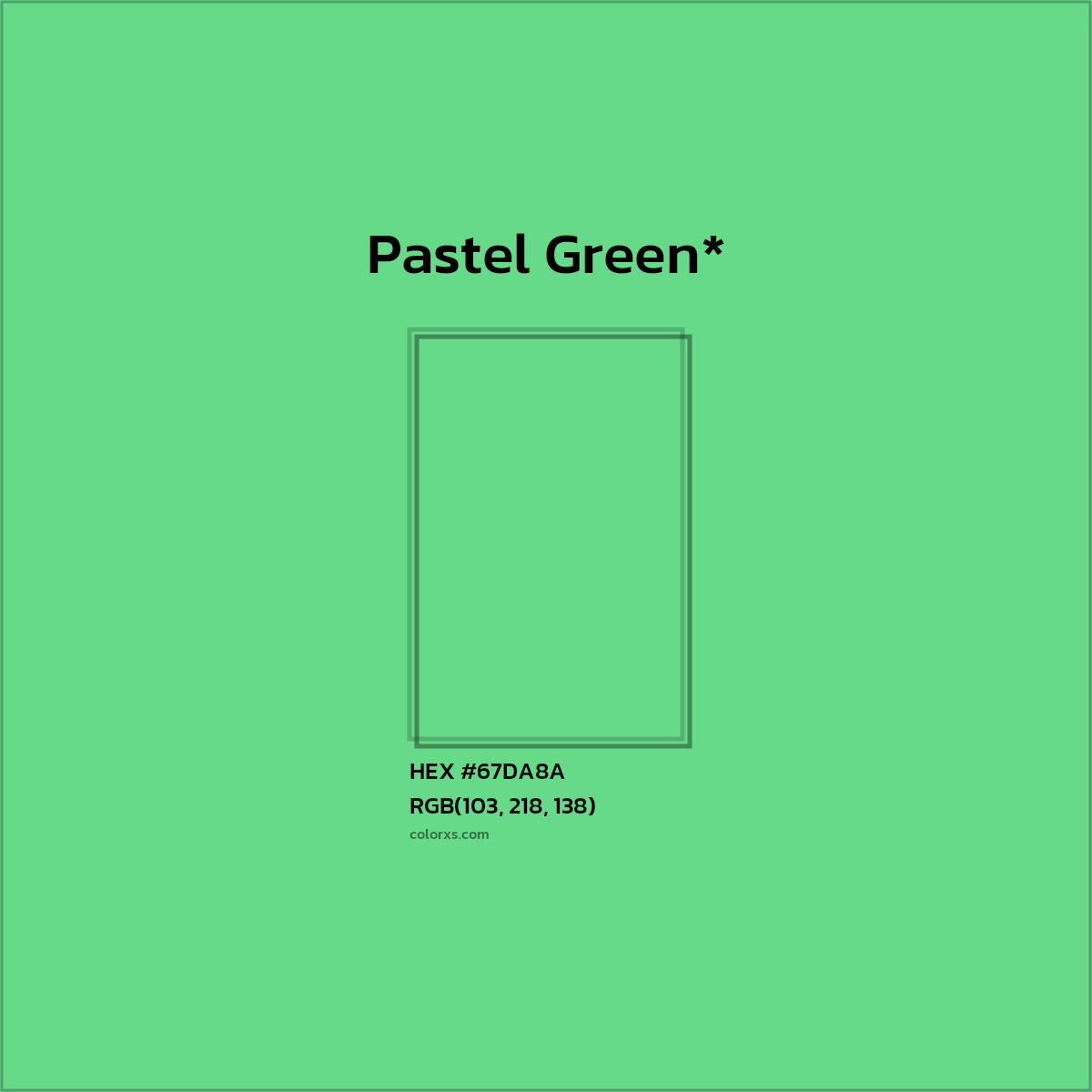 #67DA8A hex color. RGB, RYB, CMYK, HSL, HSV codes and color conversions. Matching color names, palettes, paints.