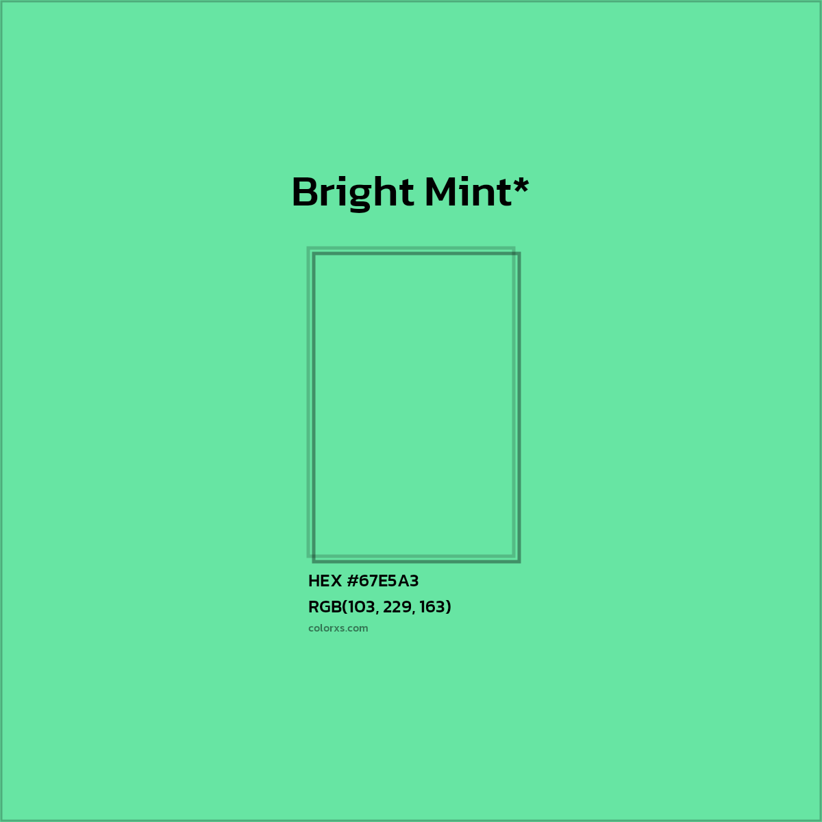 #67E5A3 hex color. RGB, RYB, CMYK, HSL, HSV codes and color conversions. Matching color names, palettes, paints.