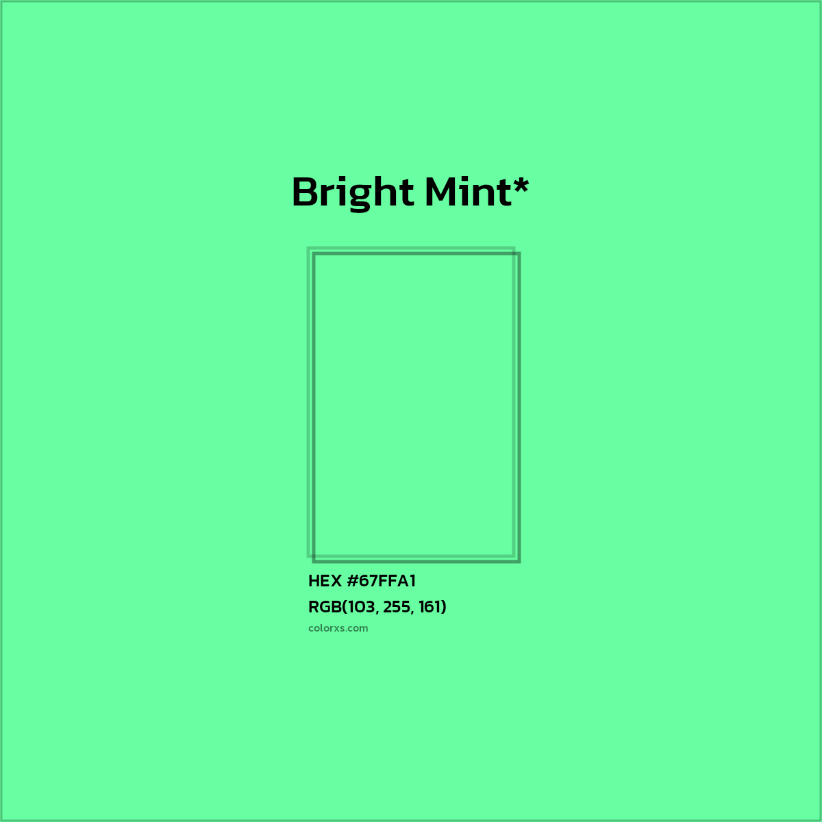 #67FFA1 hex color. RGB, RYB, CMYK, HSL, HSV codes and color conversions. Matching color names, palettes, paints.