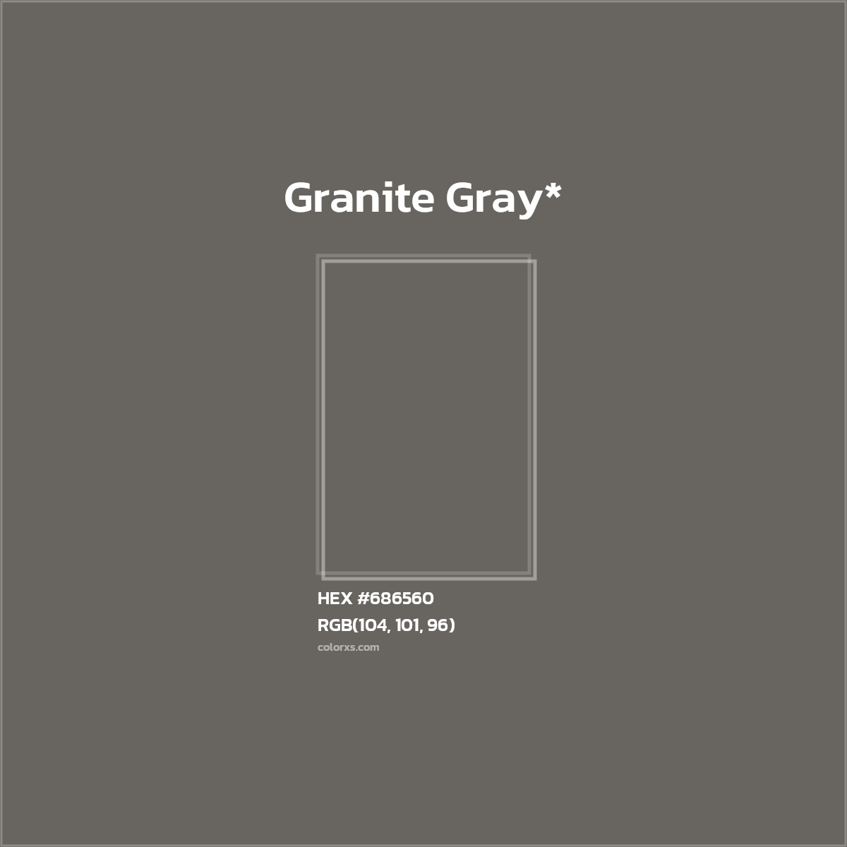 #686560 hex color. RGB, RYB, CMYK, HSL, HSV codes and color conversions. Matching color names, palettes, paints.