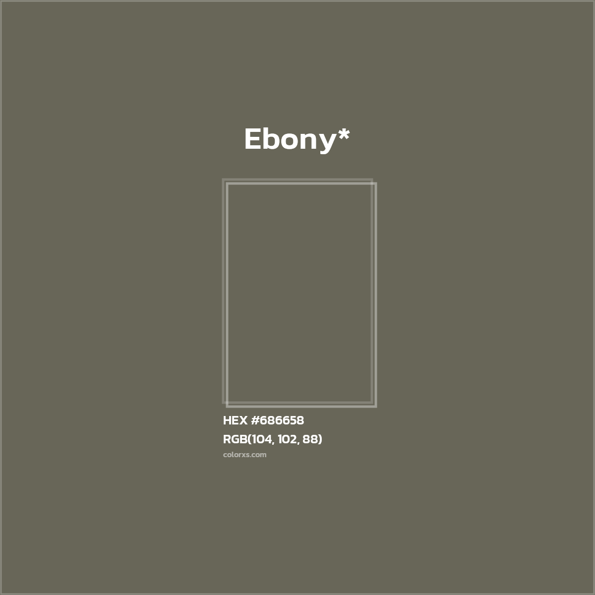 #686658 hex color. RGB, RYB, CMYK, HSL, HSV codes and color conversions. Matching color names, palettes, paints.