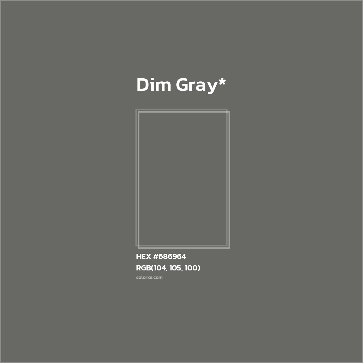 #686964 hex color. RGB, RYB, CMYK, HSL, HSV codes and color conversions. Matching color names, palettes, paints.