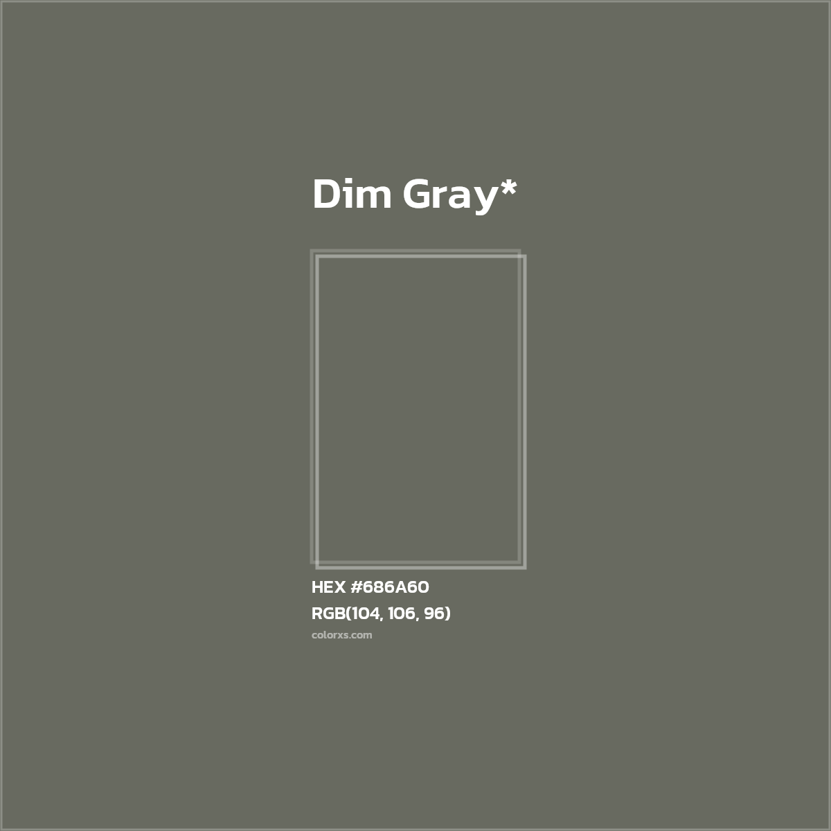 #686A60 hex color. RGB, RYB, CMYK, HSL, HSV codes and color conversions. Matching color names, palettes, paints.