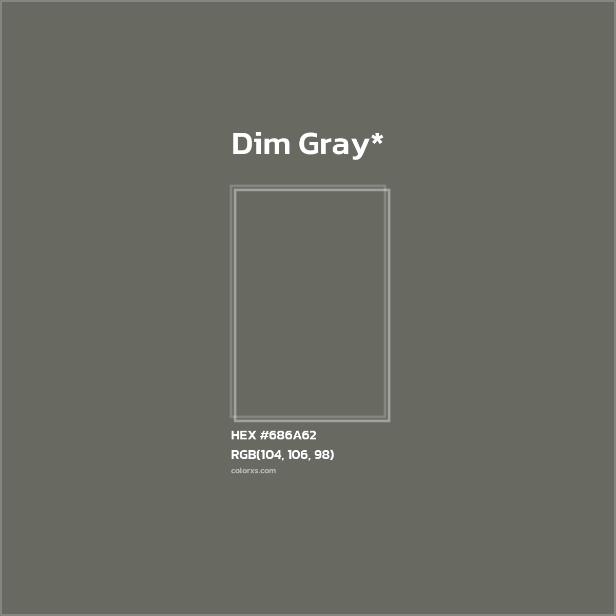 #686A62 hex color. RGB, RYB, CMYK, HSL, HSV codes and color conversions. Matching color names, palettes, paints.