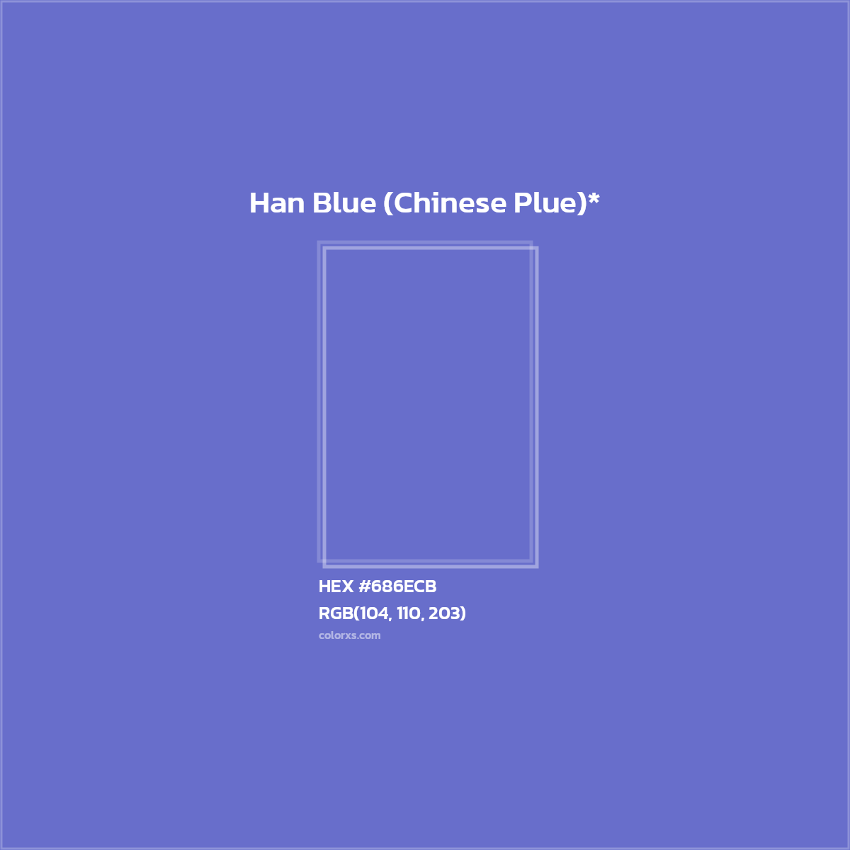 #686ECB hex color. RGB, RYB, CMYK, HSL, HSV codes and color conversions. Matching color names, palettes, paints.