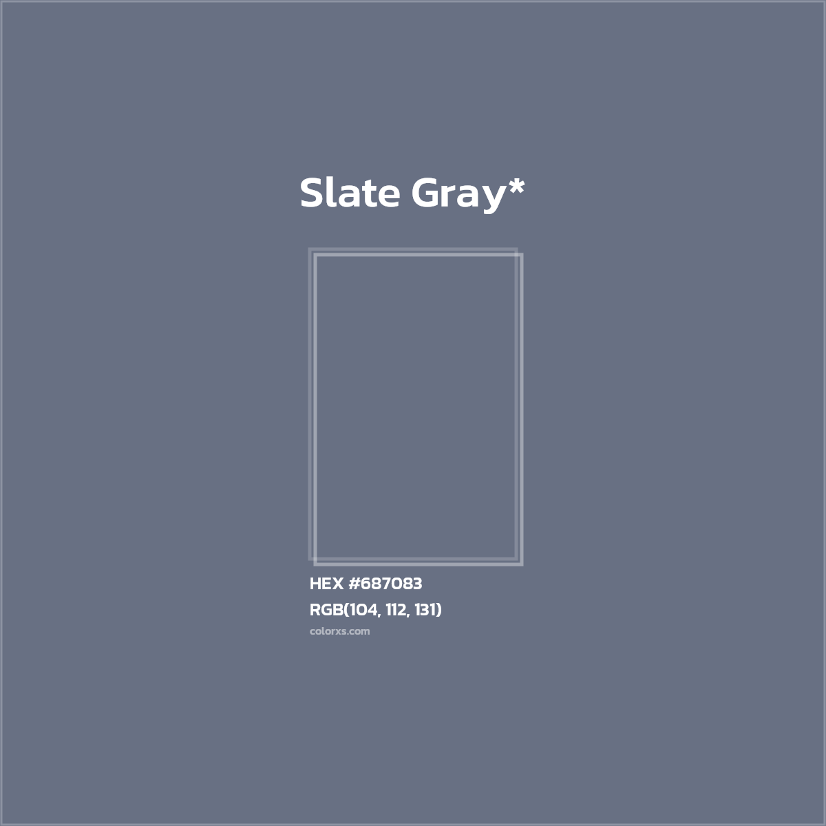 #687083 hex color. RGB, RYB, CMYK, HSL, HSV codes and color conversions. Matching color names, palettes, paints.