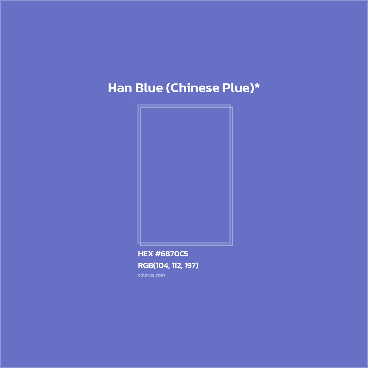 #6870C5 hex color. RGB, RYB, CMYK, HSL, HSV codes and color conversions. Matching color names, palettes, paints.
