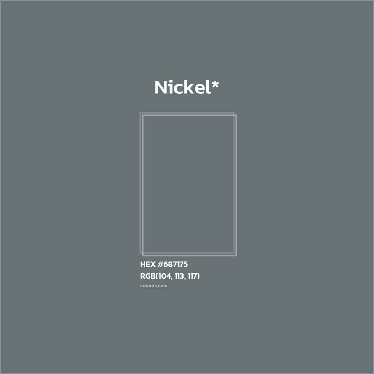#687175 hex color. RGB, RYB, CMYK, HSL, HSV codes and color conversions. Matching color names, palettes, paints.