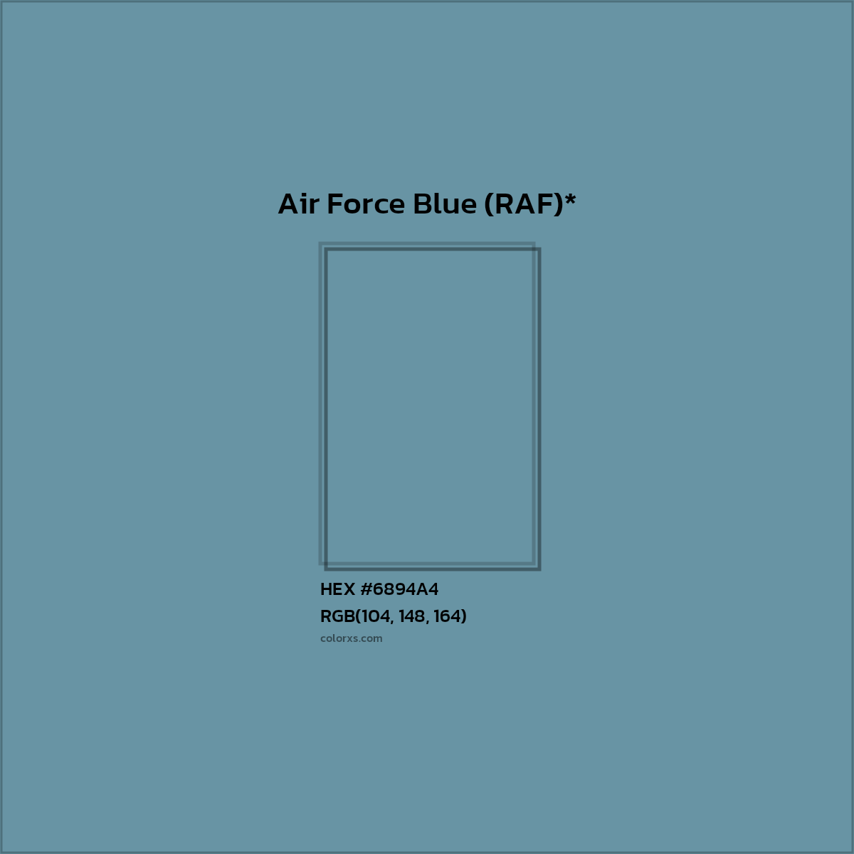 #6894A4 hex color. RGB, RYB, CMYK, HSL, HSV codes and color conversions. Matching color names, palettes, paints.