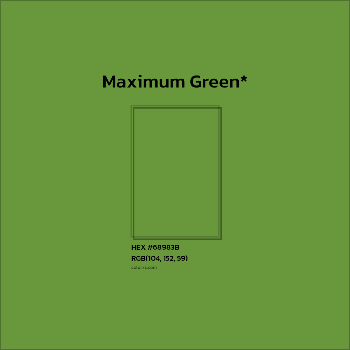 #68983B hex color. RGB, RYB, CMYK, HSL, HSV codes and color conversions. Matching color names, palettes, paints.
