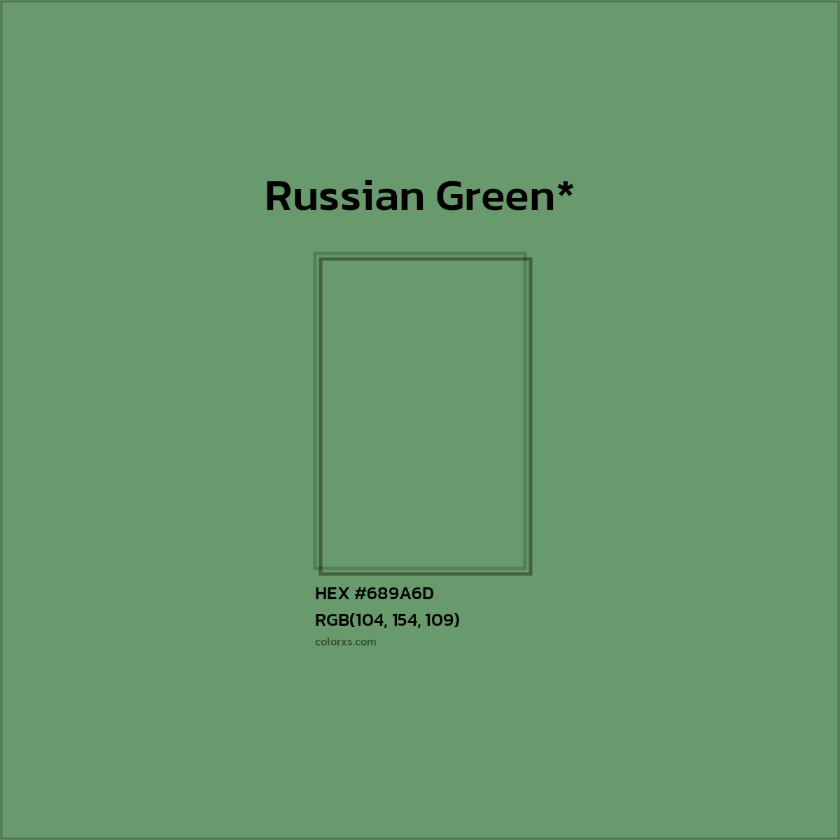 #689A6D hex color. RGB, RYB, CMYK, HSL, HSV codes and color conversions. Matching color names, palettes, paints.