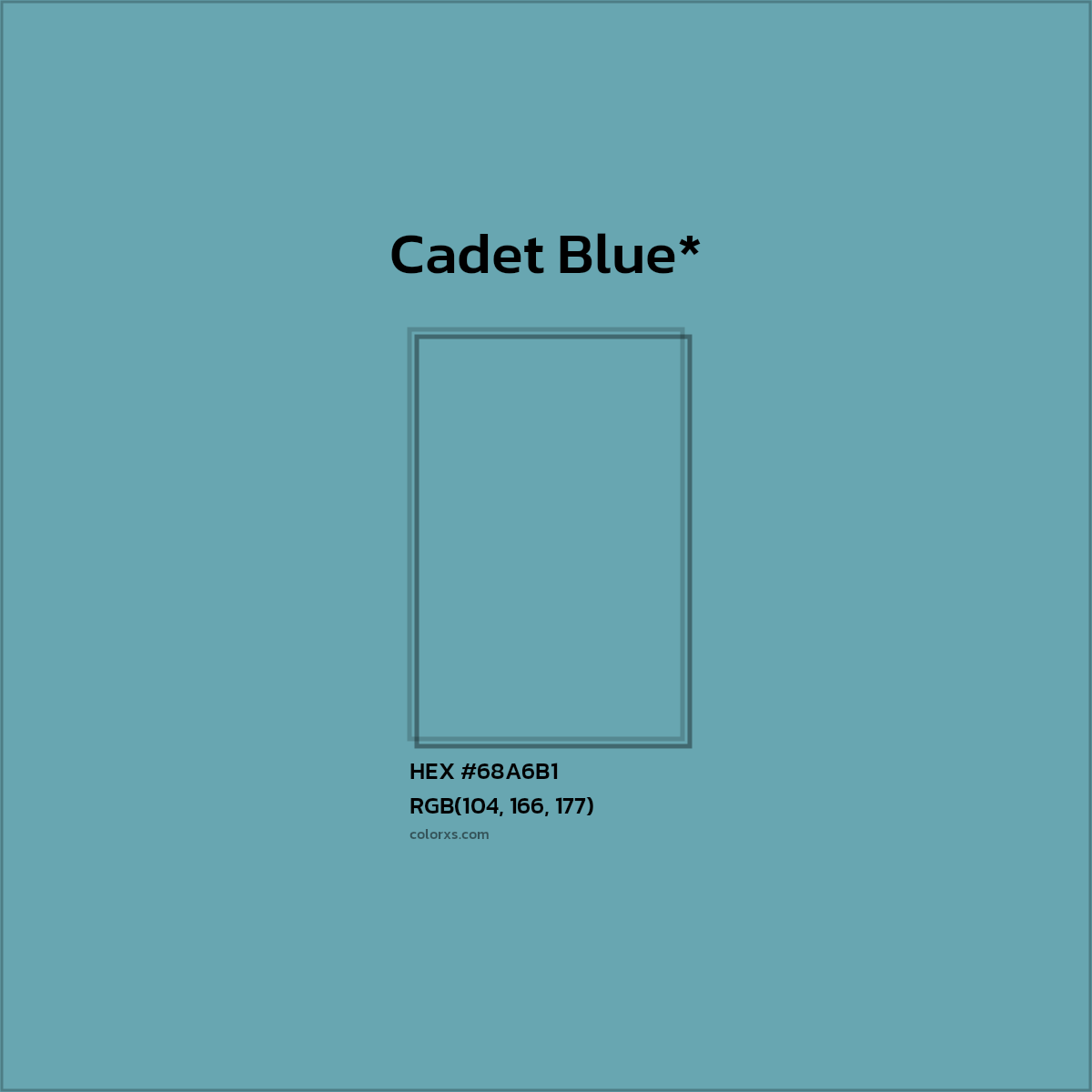 #68A6B1 hex color. RGB, RYB, CMYK, HSL, HSV codes and color conversions. Matching color names, palettes, paints.