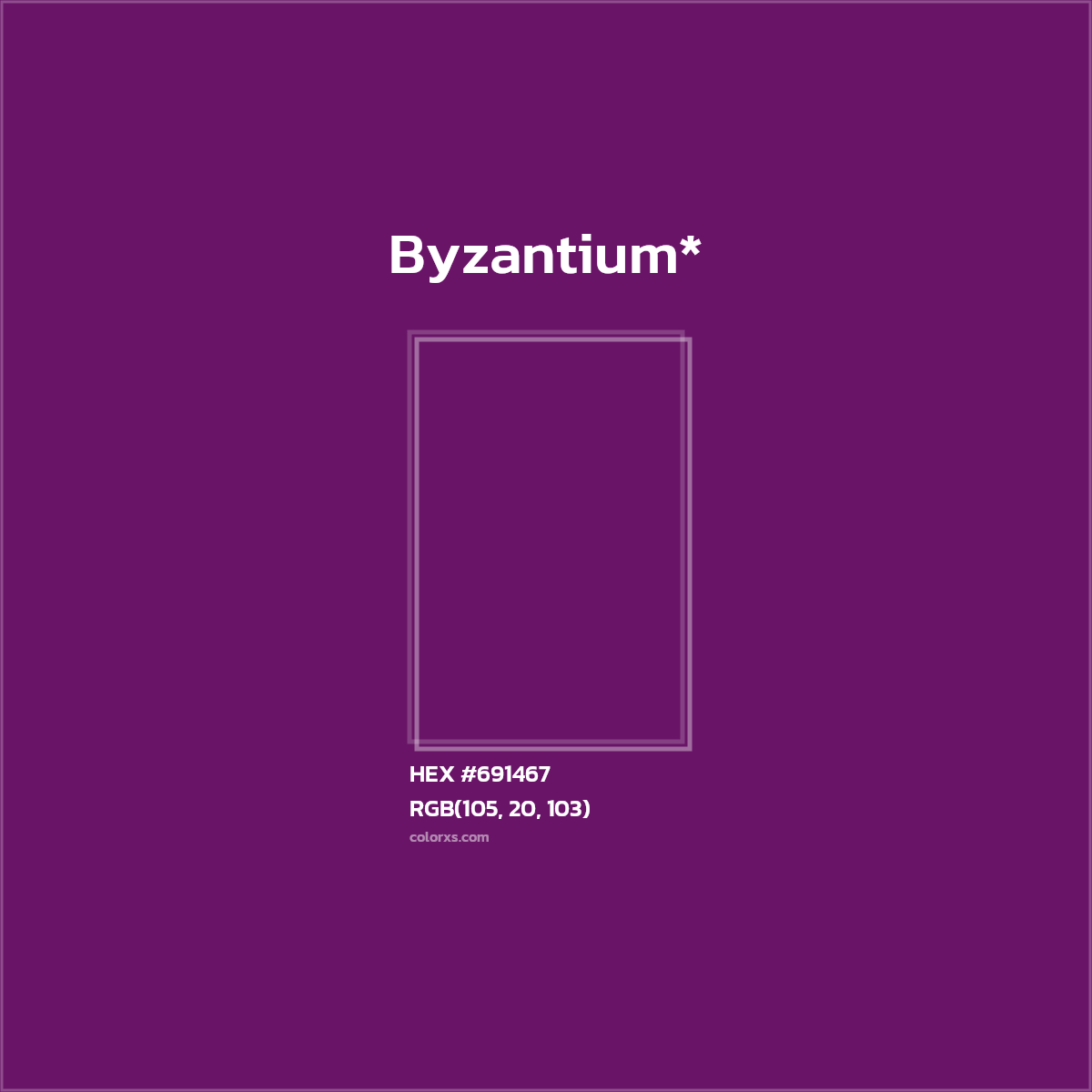 #691467 hex color. RGB, RYB, CMYK, HSL, HSV codes and color conversions. Matching color names, palettes, paints.