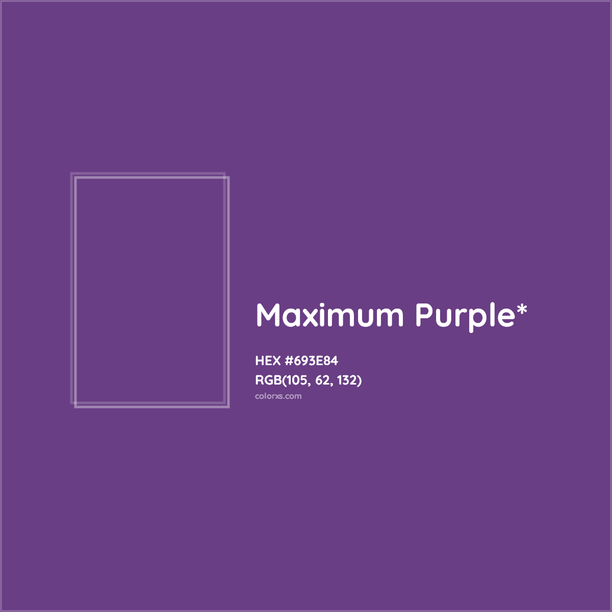 #693E84 hex color. RGB, RYB, CMYK, HSL, HSV codes and color conversions. Matching color names, palettes, paints.