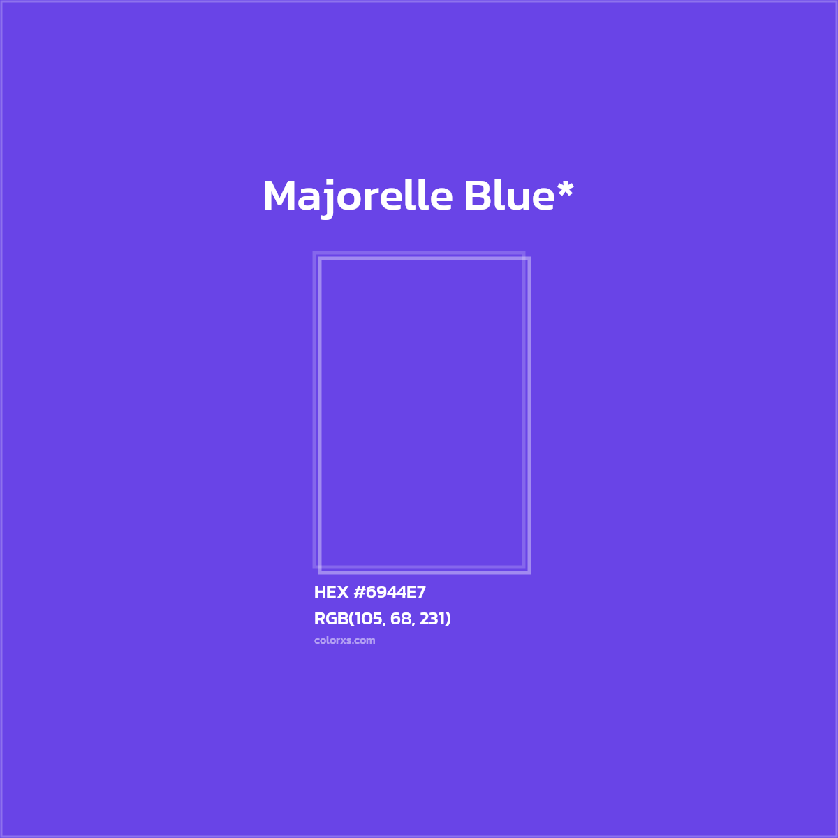 #6944E7 hex color. RGB, RYB, CMYK, HSL, HSV codes and color conversions. Matching color names, palettes, paints.