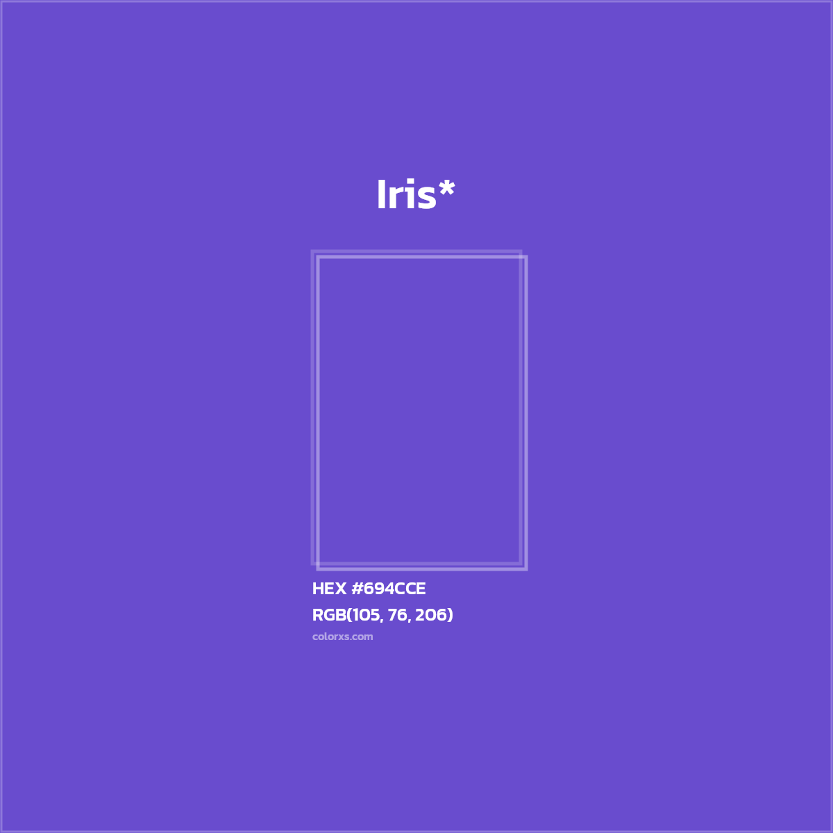 #694CCE hex color. RGB, RYB, CMYK, HSL, HSV codes and color conversions. Matching color names, palettes, paints.