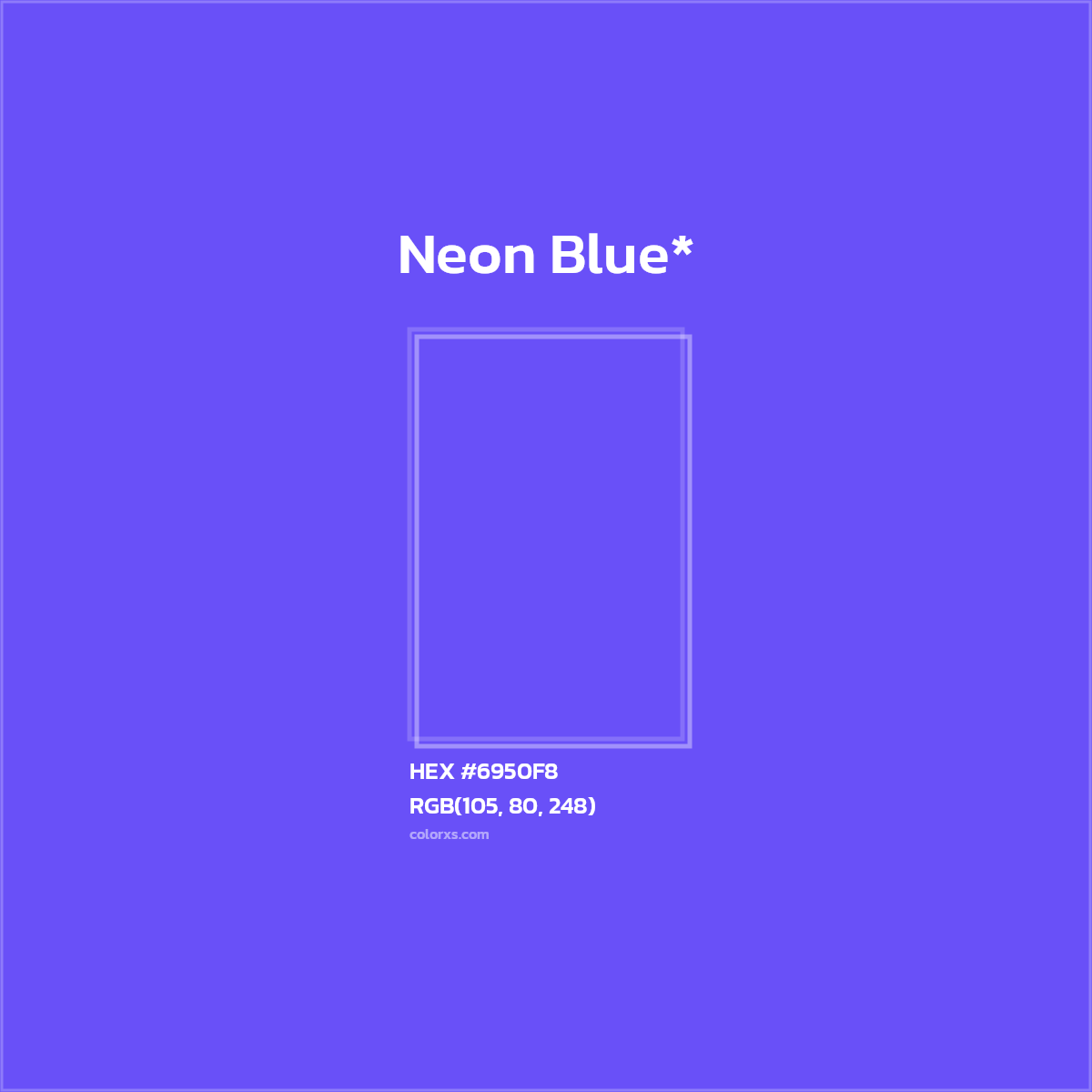#6950F8 hex color. RGB, RYB, CMYK, HSL, HSV codes and color conversions. Matching color names, palettes, paints.