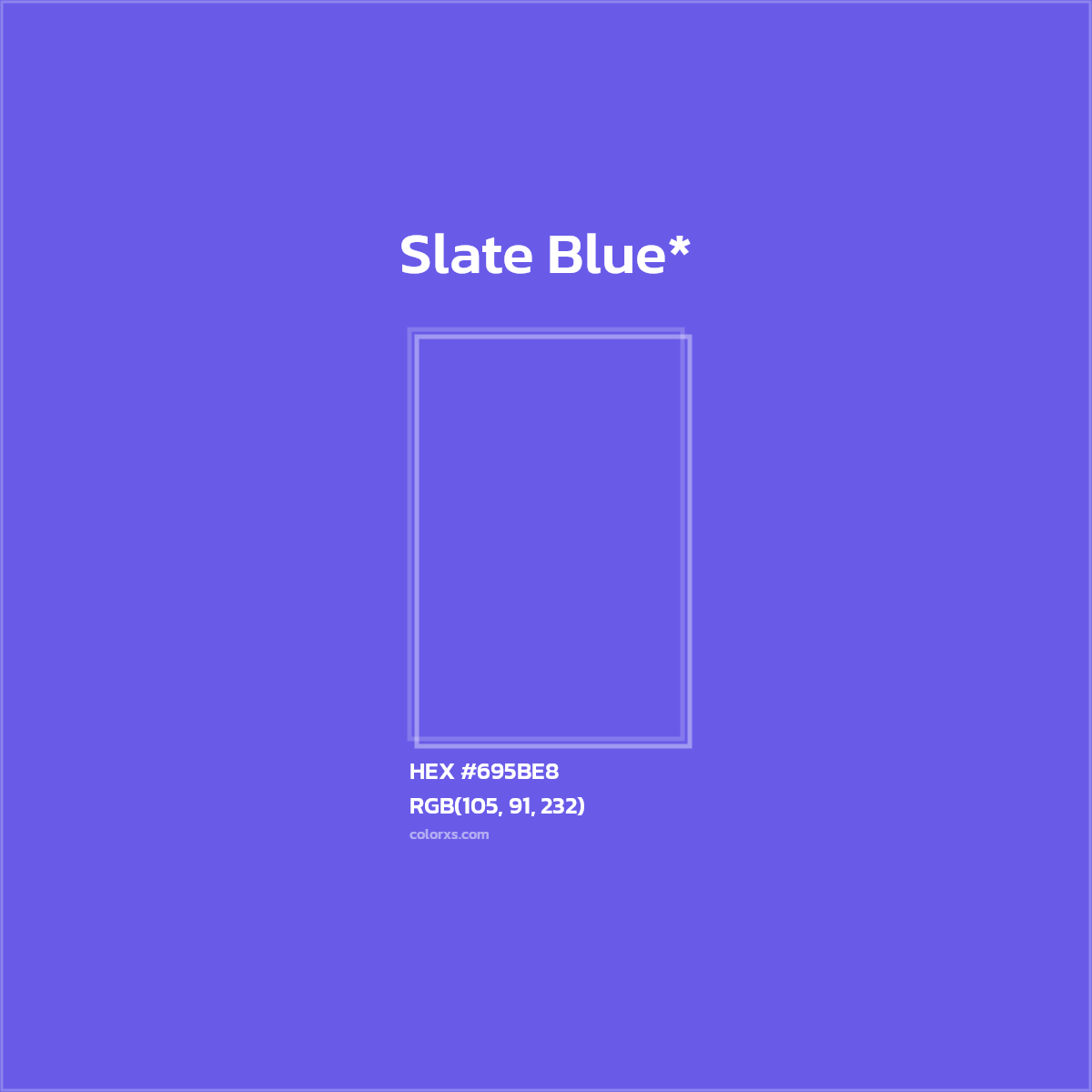#695BE8 hex color. RGB, RYB, CMYK, HSL, HSV codes and color conversions. Matching color names, palettes, paints.