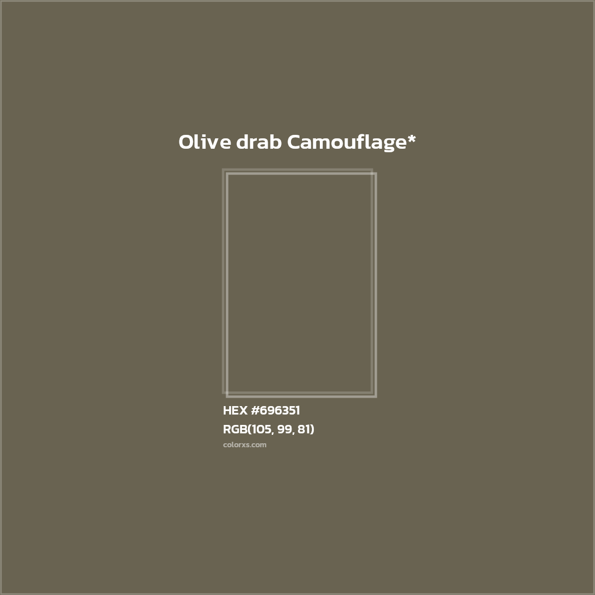 #696351 hex color. RGB, RYB, CMYK, HSL, HSV codes and color conversions. Matching color names, palettes, paints.
