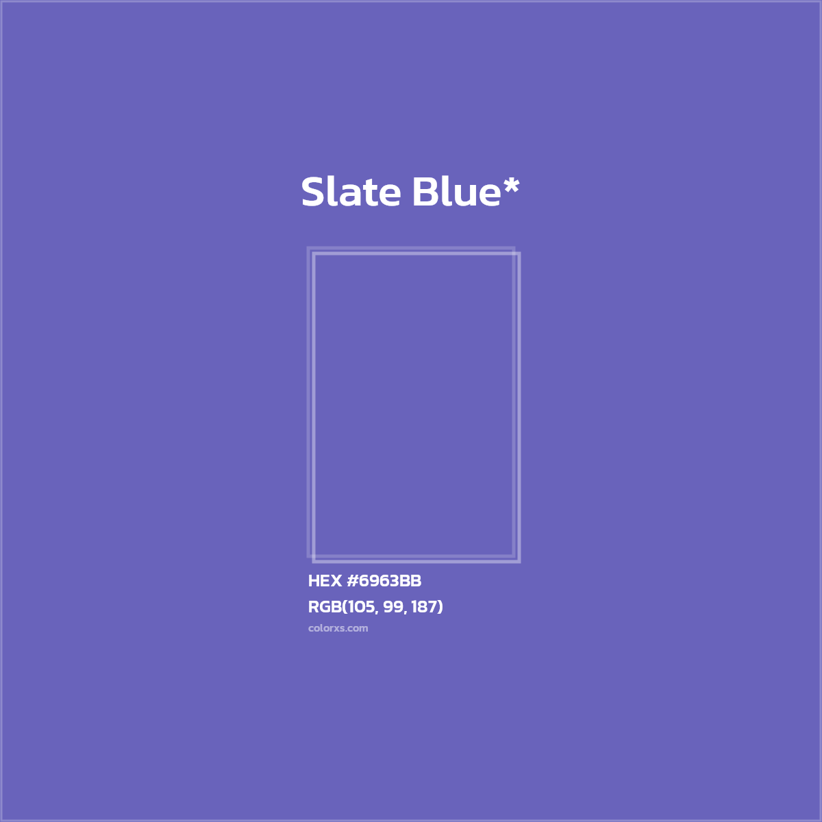 #6963BB hex color. RGB, RYB, CMYK, HSL, HSV codes and color conversions. Matching color names, palettes, paints.