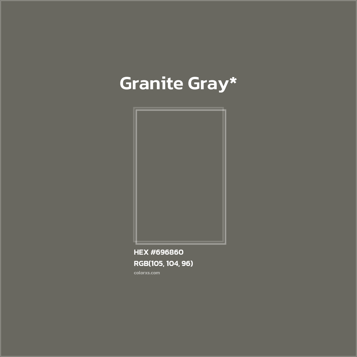 #696860 hex color. RGB, RYB, CMYK, HSL, HSV codes and color conversions. Matching color names, palettes, paints.