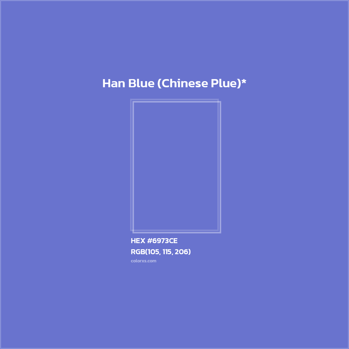 #6973CE hex color. RGB, RYB, CMYK, HSL, HSV codes and color conversions. Matching color names, palettes, paints.