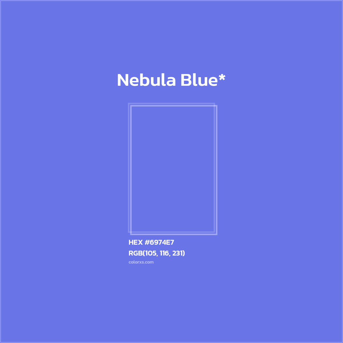 #6974E7 hex color. RGB, RYB, CMYK, HSL, HSV codes and color conversions. Matching color names, palettes, paints.