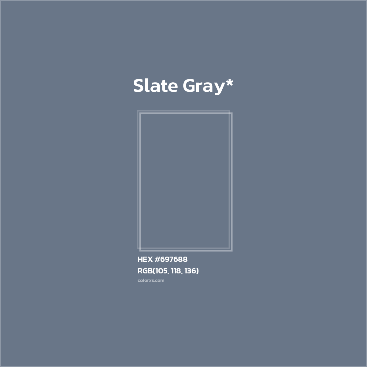 #697688 hex color. RGB, RYB, CMYK, HSL, HSV codes and color conversions. Matching color names, palettes, paints.