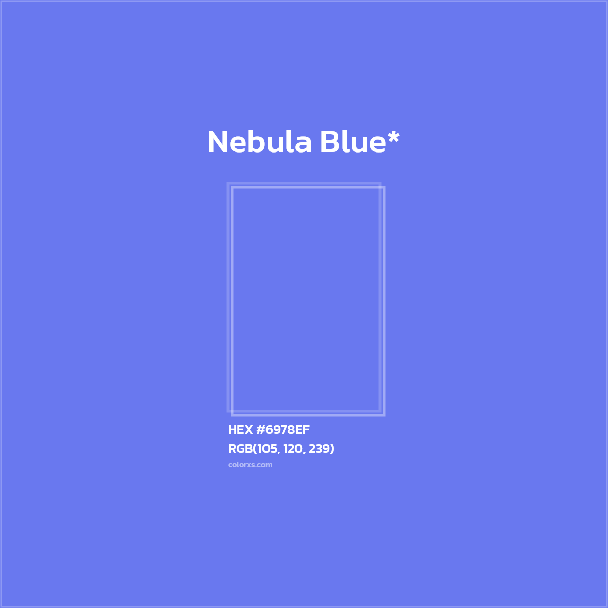 #6978EF hex color. RGB, RYB, CMYK, HSL, HSV codes and color conversions. Matching color names, palettes, paints.